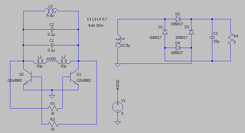 LTSpice schematic of the wireless charger